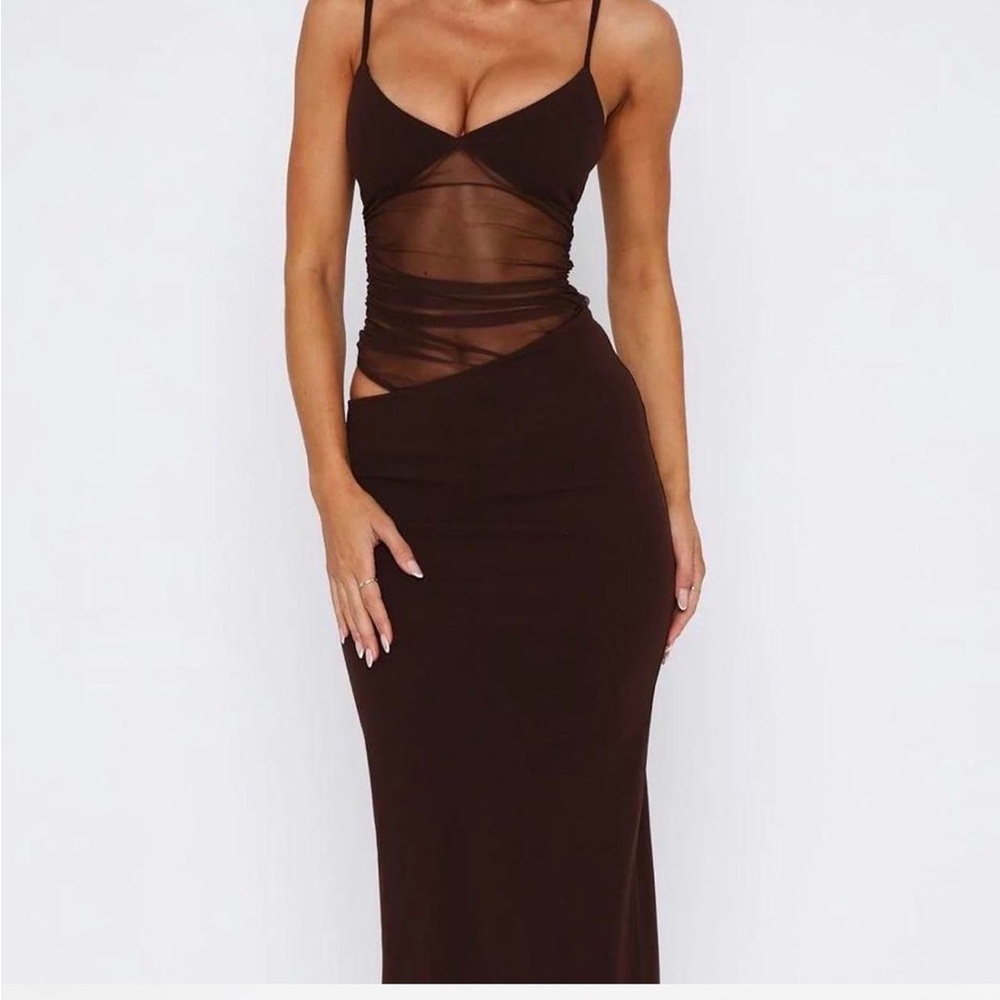 Brown White Fox Call Me Up Maxi Dress